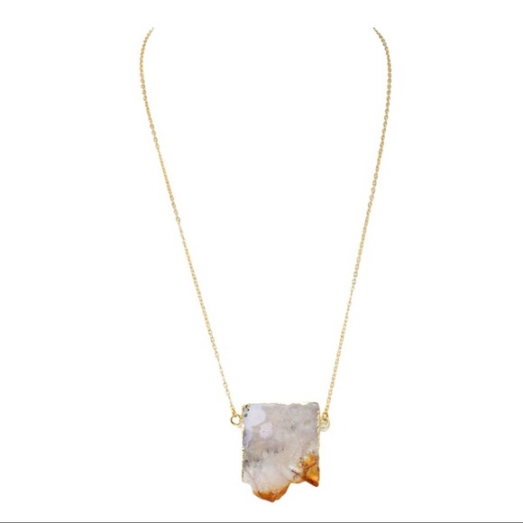 Natural Citrine Druzy Stone Necklace - Picture 2 of 6